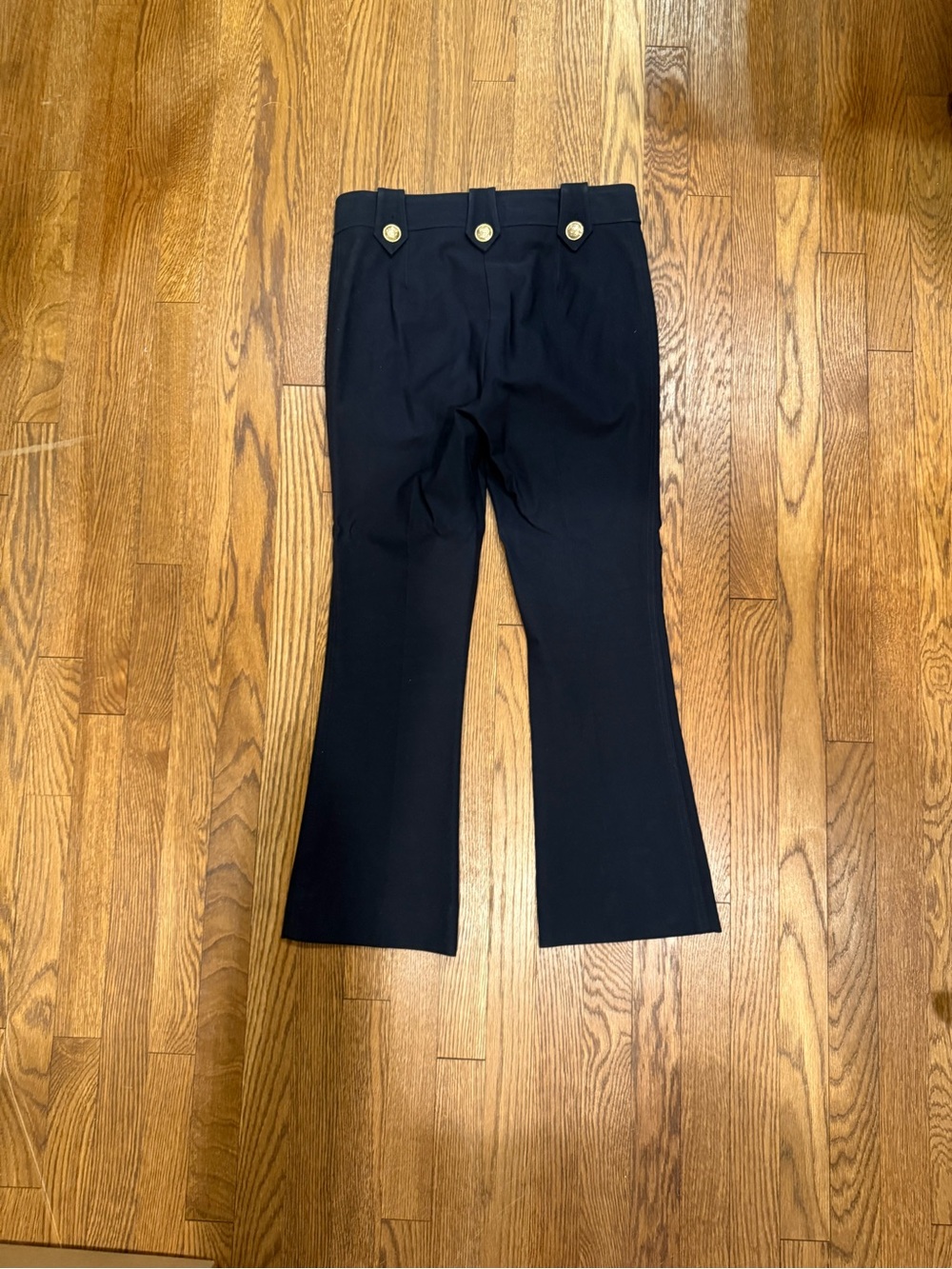 10 Crosby Derek Lam Black Boot Cut Flare Pants with Gold Buttons - Picture 2 of 3